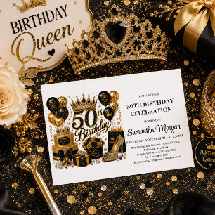 Cartes d'invitation 50e anniversaire Glamour Or No