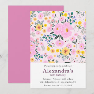 Cartes d'invitation 58e anniversaire Bohème Floral