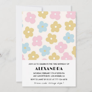 Cartes d'invitation 73e anniversaire Retro Floral 