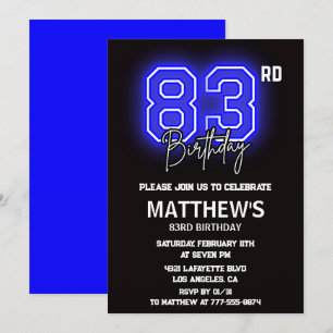 Cartes d'invitation 83e anniversaire Neon Black Ho