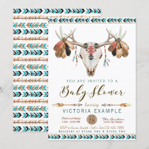 Cartes d'invitation à la baby shower Boho Deer Ant