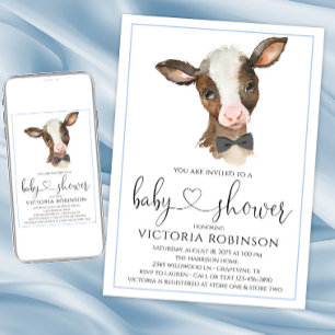 Cartes d'invitation à la baby shower Ferme de vach