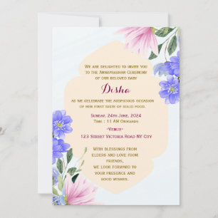 Cartes d'invitation à la cérémonie Annaprashan