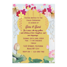 Cartes d'invitation à la cérémonie Haldi indienne
