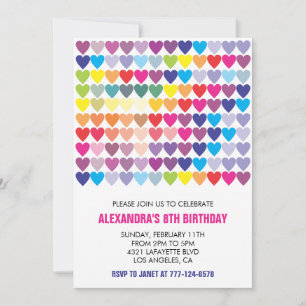 Cartes d'invitation à la fête de couleur Cœur Arc-