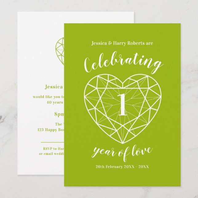 Cartes d'invitation à la fête du 1er anniversaire  (Devant / Derrière)