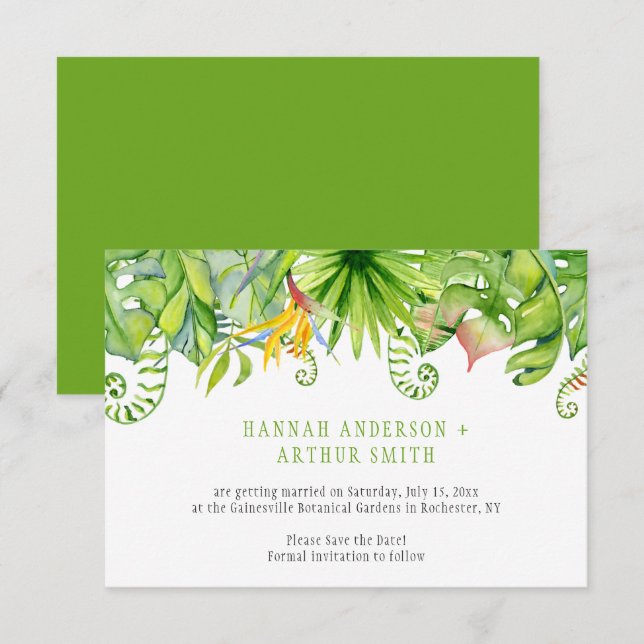 Cartes d'invitation à sauver la date Fleurs Tropic (Devant / Derrière)