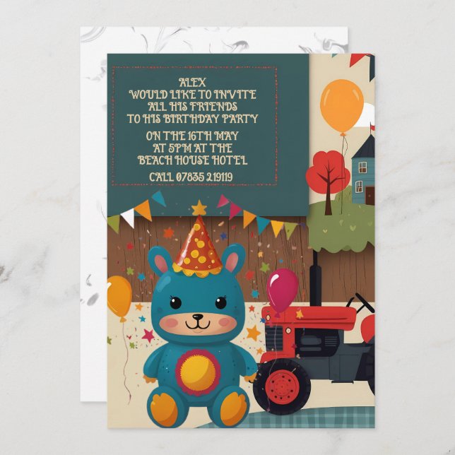 Cartes d'invitation à une fête (Devant / Derrière)