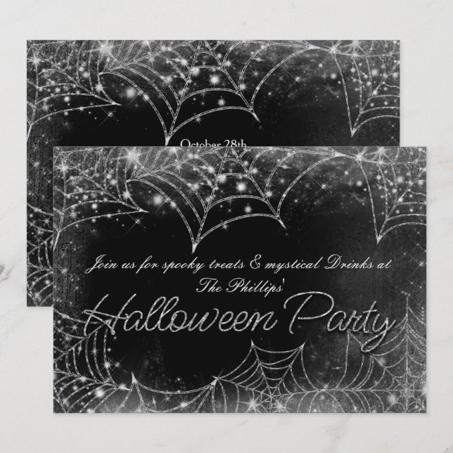 Cartes d'invitation à une fête d'Halloween Toiles  (Devant / Derrière)