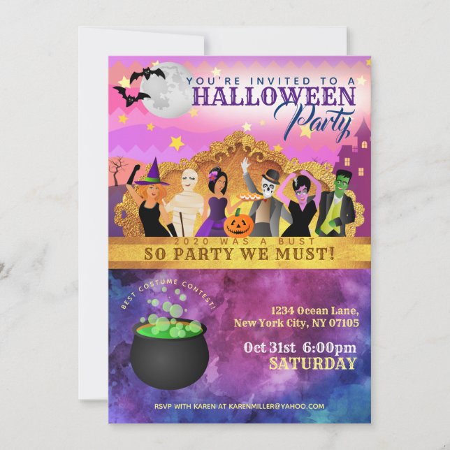 Cartes d'invitation à une soirée d'Halloween (Devant)