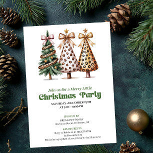 Cartes d'invitation arbre de Noël trendy or vert l