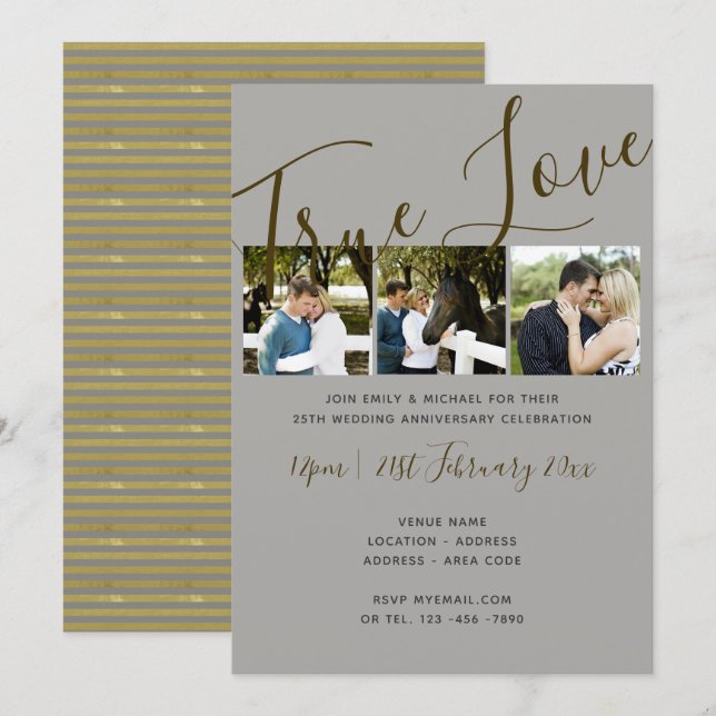 Cartes d'invitation argentées pour collage photo d (Devant / Derrière)