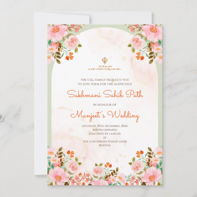 Cartes d'invitation au cheminement de Sukhmani en  (Devant)