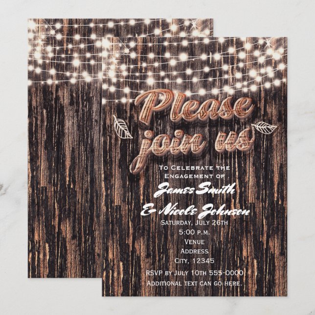 Cartes d'invitation automnales en bois d'écorce d' (Devant / Derrière)