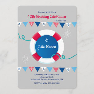 Cartes d'invitation avec drapeaux nautiques et ron