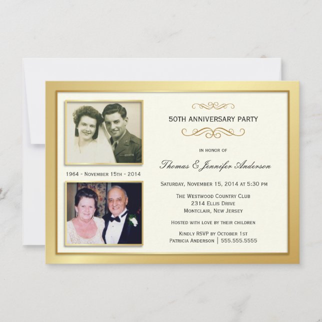 Cartes d'invitation avec photos du passé et du pré (Devant)