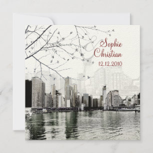 Cartes d'invitation avec vue sur le lac et la skyl
