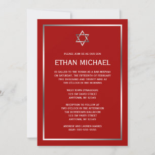 Cartes d'invitation Bar Mitzvah Étoile de David Ar