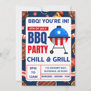 cartes d'invitation bbq 4 juillet réunion familial