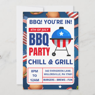 cartes d'invitation bbq 4 juillet réunion familial
