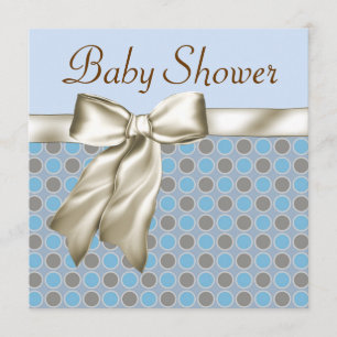 Cartes d'invitation beige bleu marron pour Baby Sh