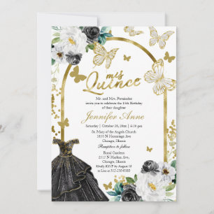 Cartes d'invitation bilingues Butterfly Quince