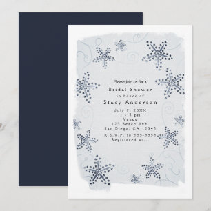 Cartes d'invitation bleues de plage avec étoiles d