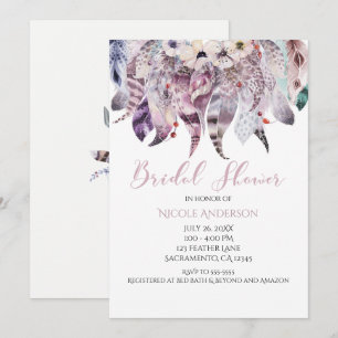 Cartes d'invitation Bohème Bohémien Plumes pour en