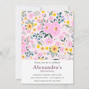 Cartes d'invitation Boho Floral pour 79e anniversa