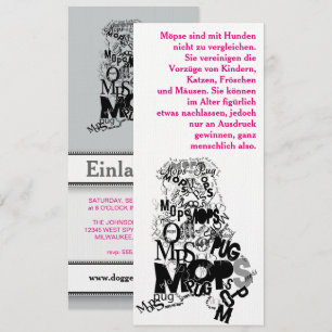 Cartes d'invitation Chien Carlin