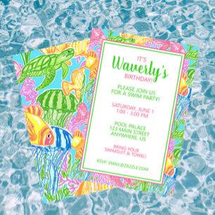 Cartes d'invitation colorées pour une fête tropica