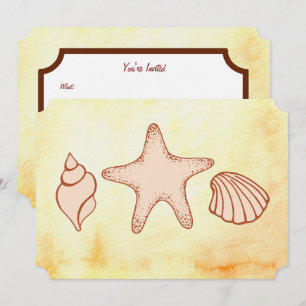 Cartes d'invitation Coquillages de Plage