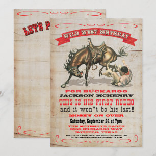 Cartes d'invitation Cowboy Western pour 1er annive