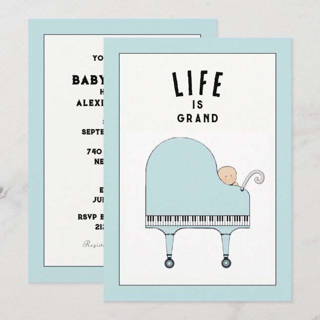 Cartes d'invitation créatives pour Baby Shower (Devant / Derrière)
