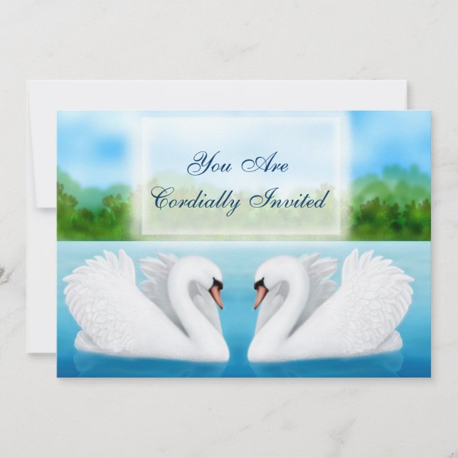Cartes d'invitation Cygnes oiseaux amoureux (Devant)