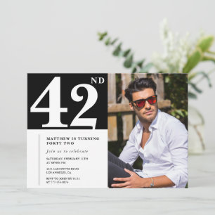 Cartes d'invitation d'anniversaire 42 ans Noir et