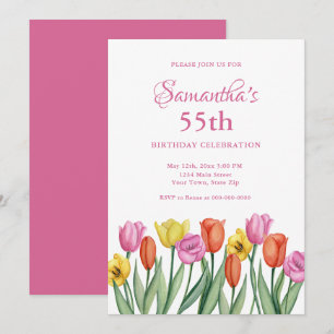 Cartes d'invitation d'anniversaire 55 ans aquarell