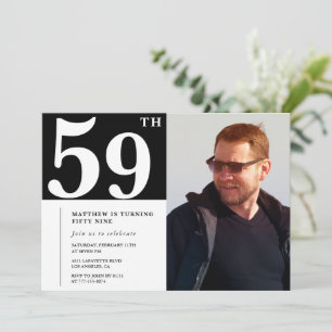 Cartes d'invitation d'anniversaire 59 ans en noir 