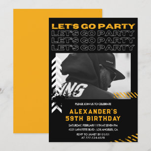 Cartes d'invitation d'anniversaire 59 ans noires H