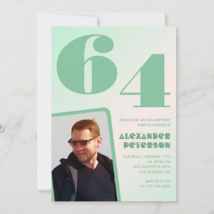 Cartes d'invitation d'anniversaire 64 ans garçon a