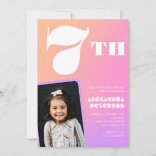 Cartes d'invitation d'anniversaire 7 ans fille ros
