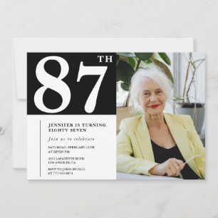 Cartes d'invitation d'anniversaire 87 ans en noir 