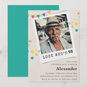Cartes d'invitation d'anniversaire 98 ans drôles p