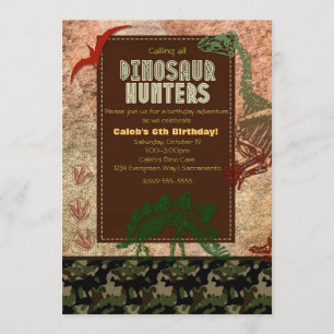 Cartes d'invitation d'anniversaire avec fossile de