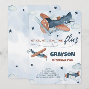 Cartes d'invitation d'anniversaire d'avion