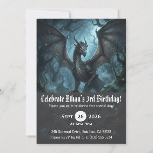 Cartes d'invitation d'anniversaire de dragon à l'a