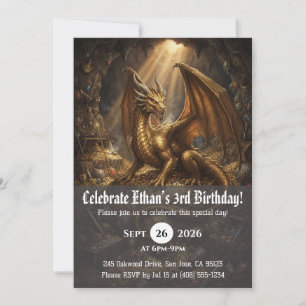 Cartes d'invitation d'anniversaire de dragon à l'a