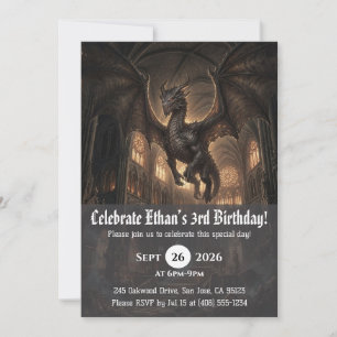 Cartes d'invitation d'anniversaire de dragon à l'a