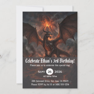 Cartes d'invitation d'anniversaire de dragon à l'a