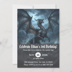 Cartes d'invitation d'anniversaire de dragon à l'a